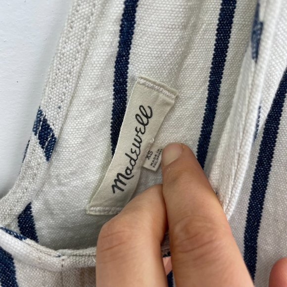 ⛔️SOLD⛔️Madewell White Blue Striped Linen Wide Leg Sleeveless Pull-On Jumpsuit S - Picture 5 of 9